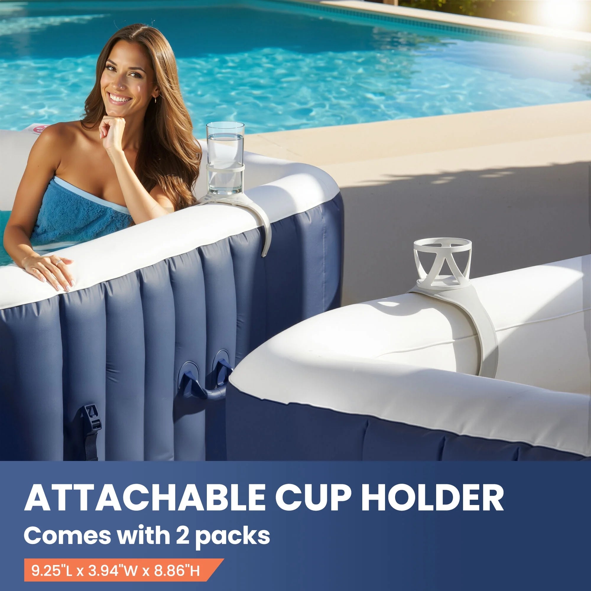73'' X 73'' Inflatable Hot Tub Portable, Outdoor Massage Jets Home Spa Tub, Multifunction Hidden Pump, Cover, Storage Bag, Floor Mat, 4 Filters, 2 Cup Holder, Max 104℉, 910L