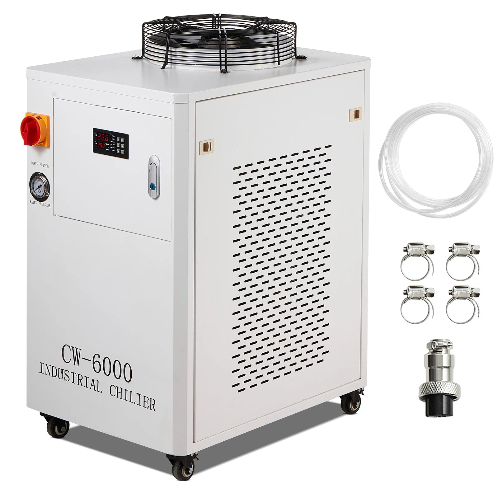 Industrial Water Chiller CW6000 1500W Cooling System with Compressor 65 L/Min Max Flow Rate for Laser Engraving Machine