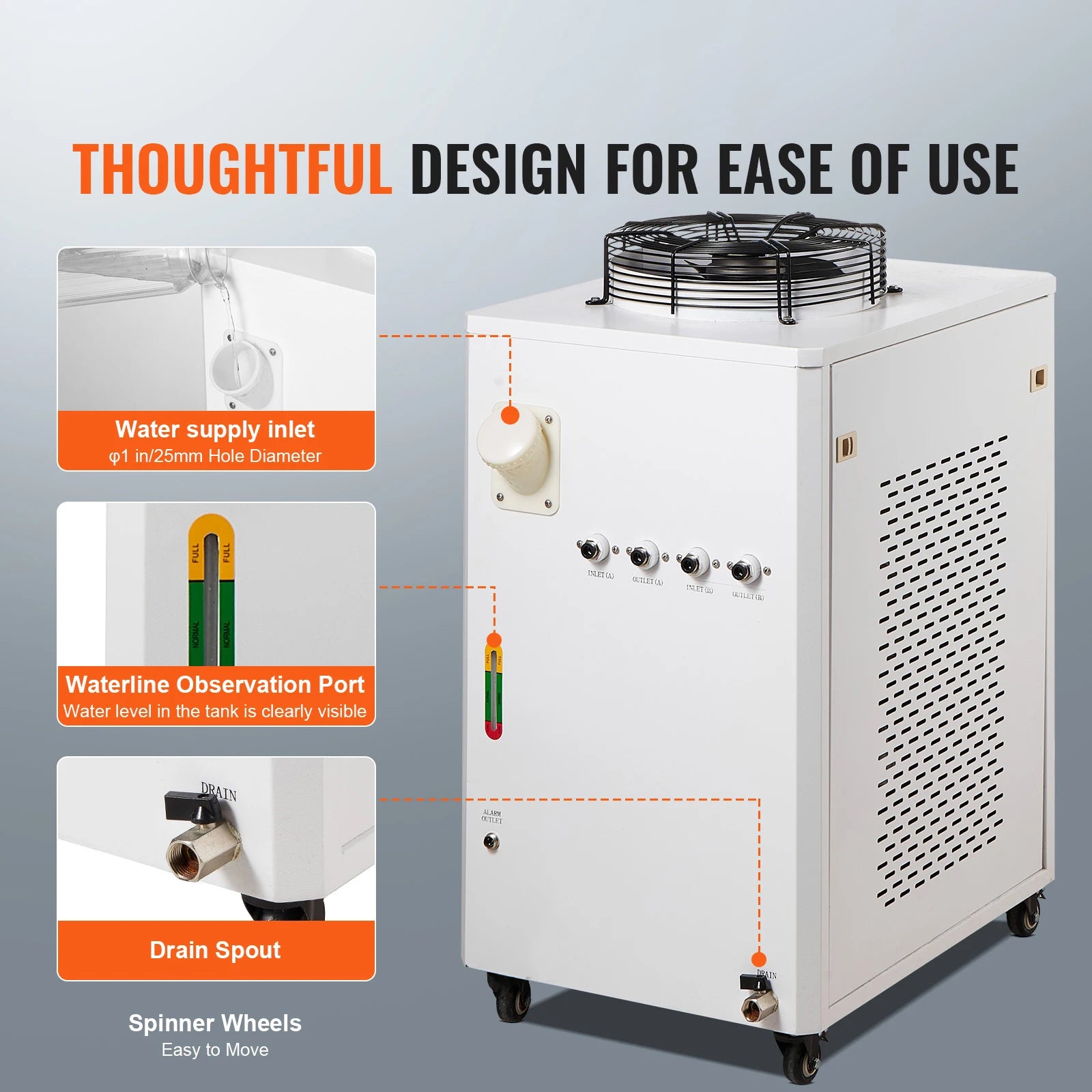Industrial Water Chiller CW6000 1500W Cooling System with Compressor 65 L/Min Max Flow Rate for Laser Engraving Machine
